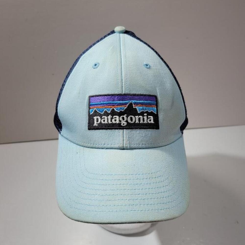 Patagonia Hat Cap Snap Back Light Blue Navy Trucker Mesh Patch Outdoor Mens